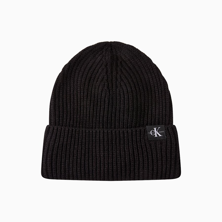 선택1) MONOGRAM RIB BEANIE Ck Black