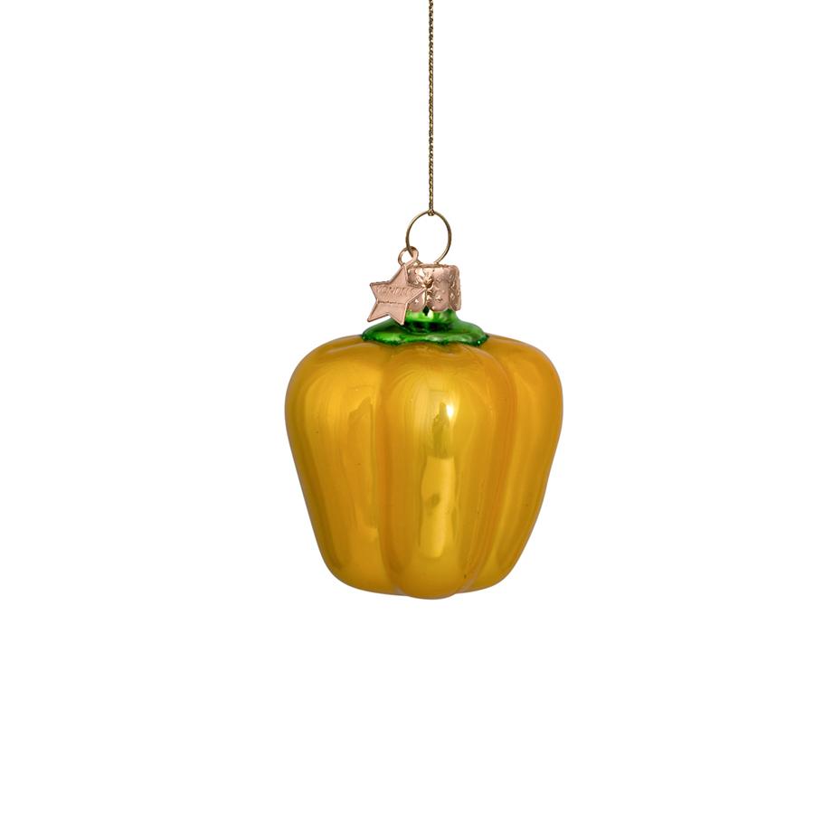 선택26) Ornament glass yellow opal paprika H7cm