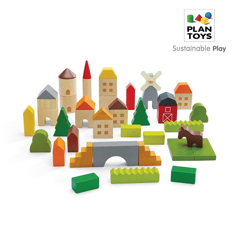 선택34) 원목장난감 플랜월드 우드 블록 동화마을 6293