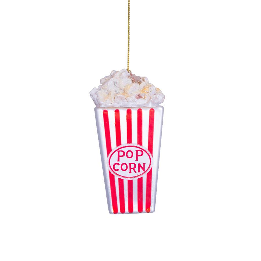 선택9) Ornament glass red/white popcorn H11cm