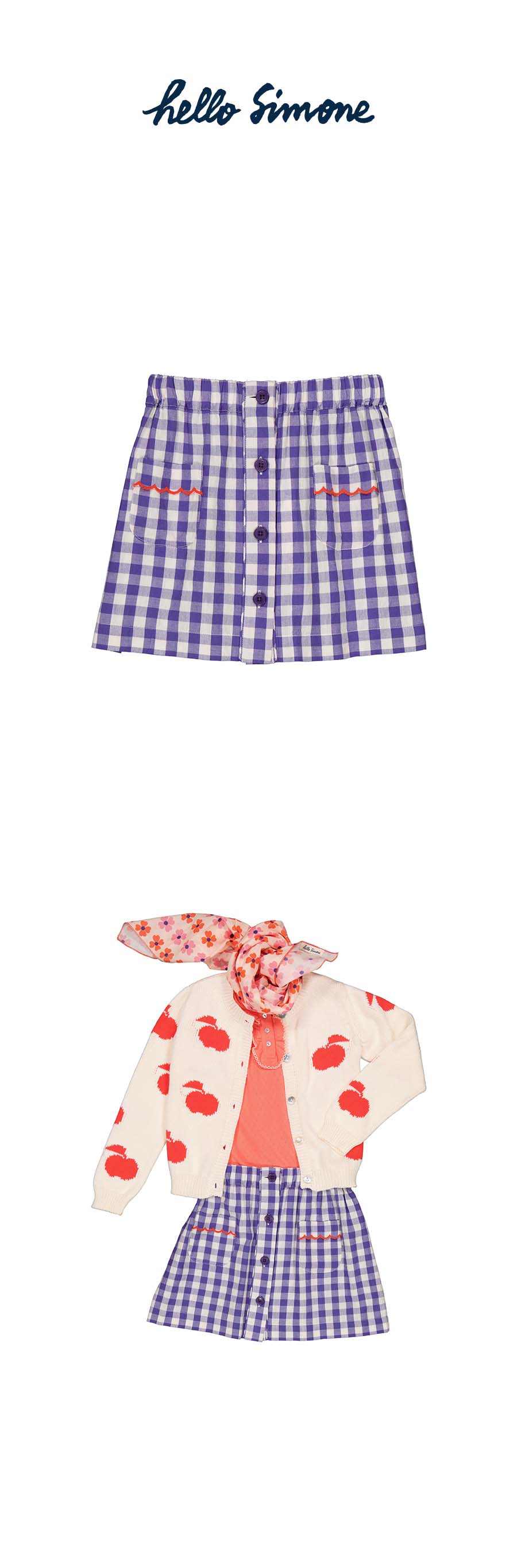 Lottie skirt Purple Gingham