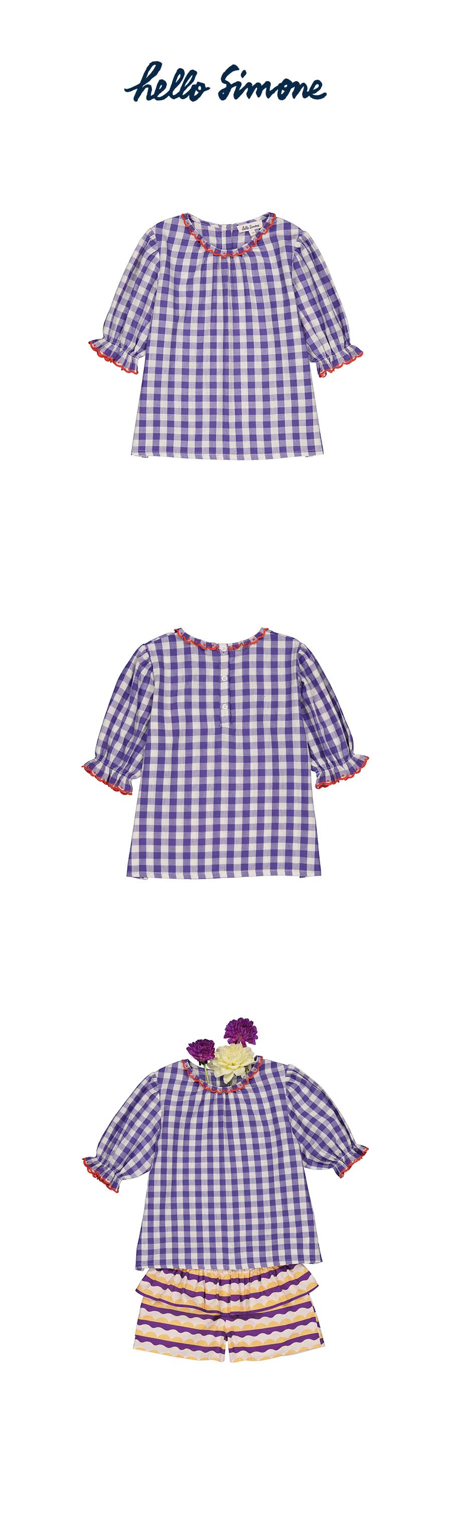 Ida blouse Purple Gingham