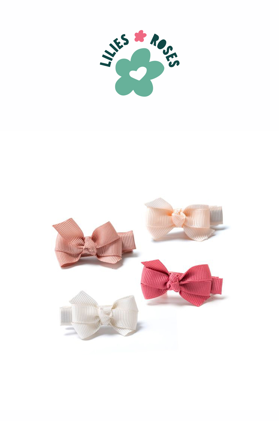 Bows Pink Earthy Shades Set of 4 Baby Hair Clips- HAL24