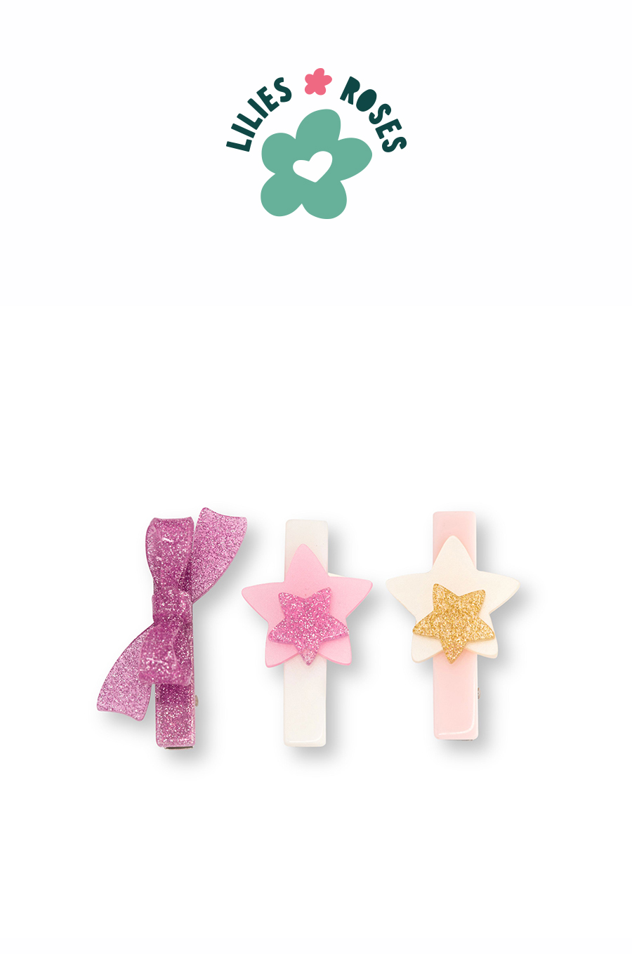 Stars Pink Pearl Gold and Glitter Pink Bow- HOL24