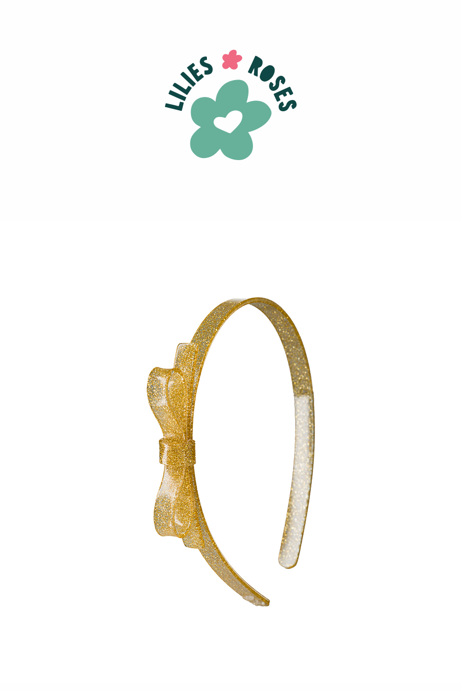 VAL23-Thin Bow Glitter Gold Headband Unit