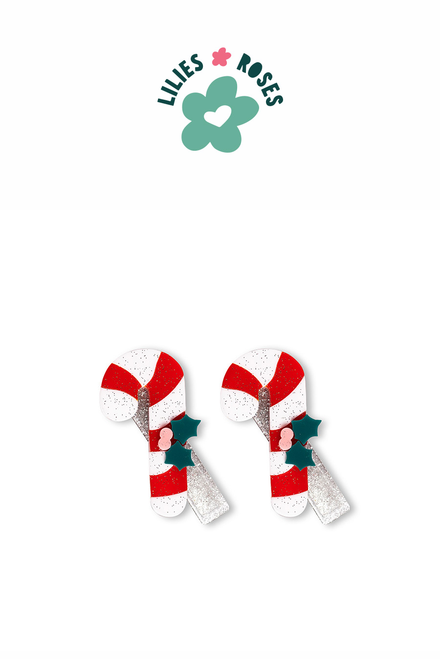HOL-Candy Cane Red Strips Alligator Clip