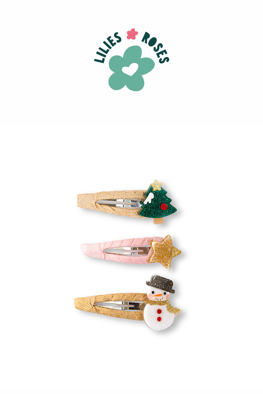 Snowman Tree and Star Hair Snap Clips- HOL24