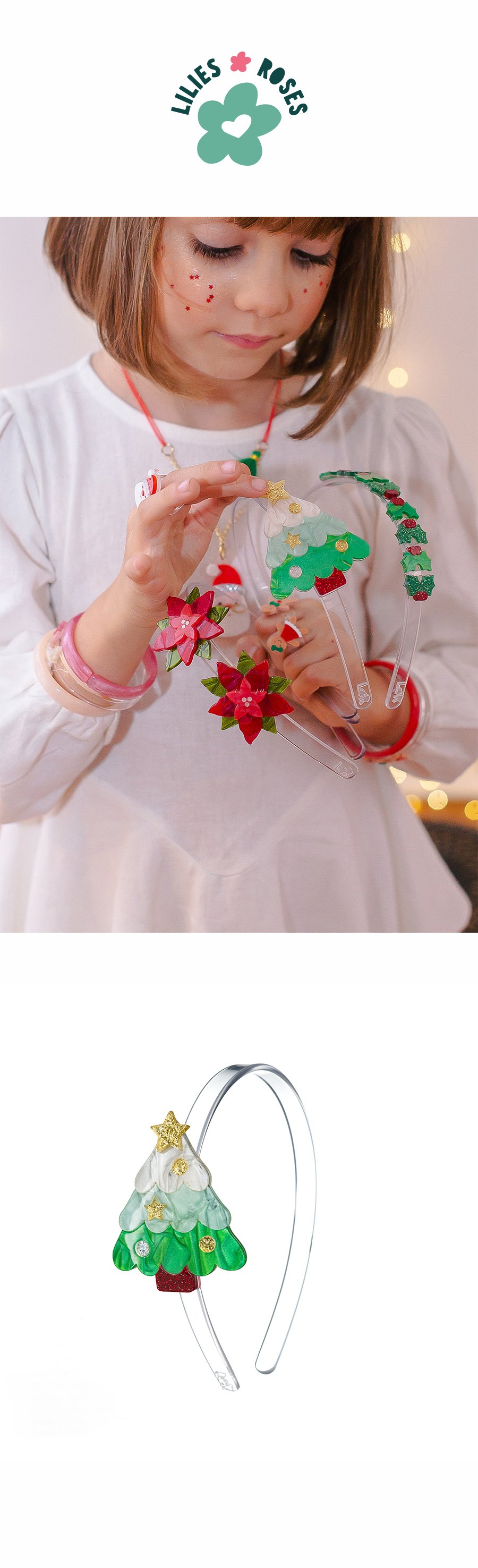 HOL23- Christmas Tree Mint Pearlized Headband