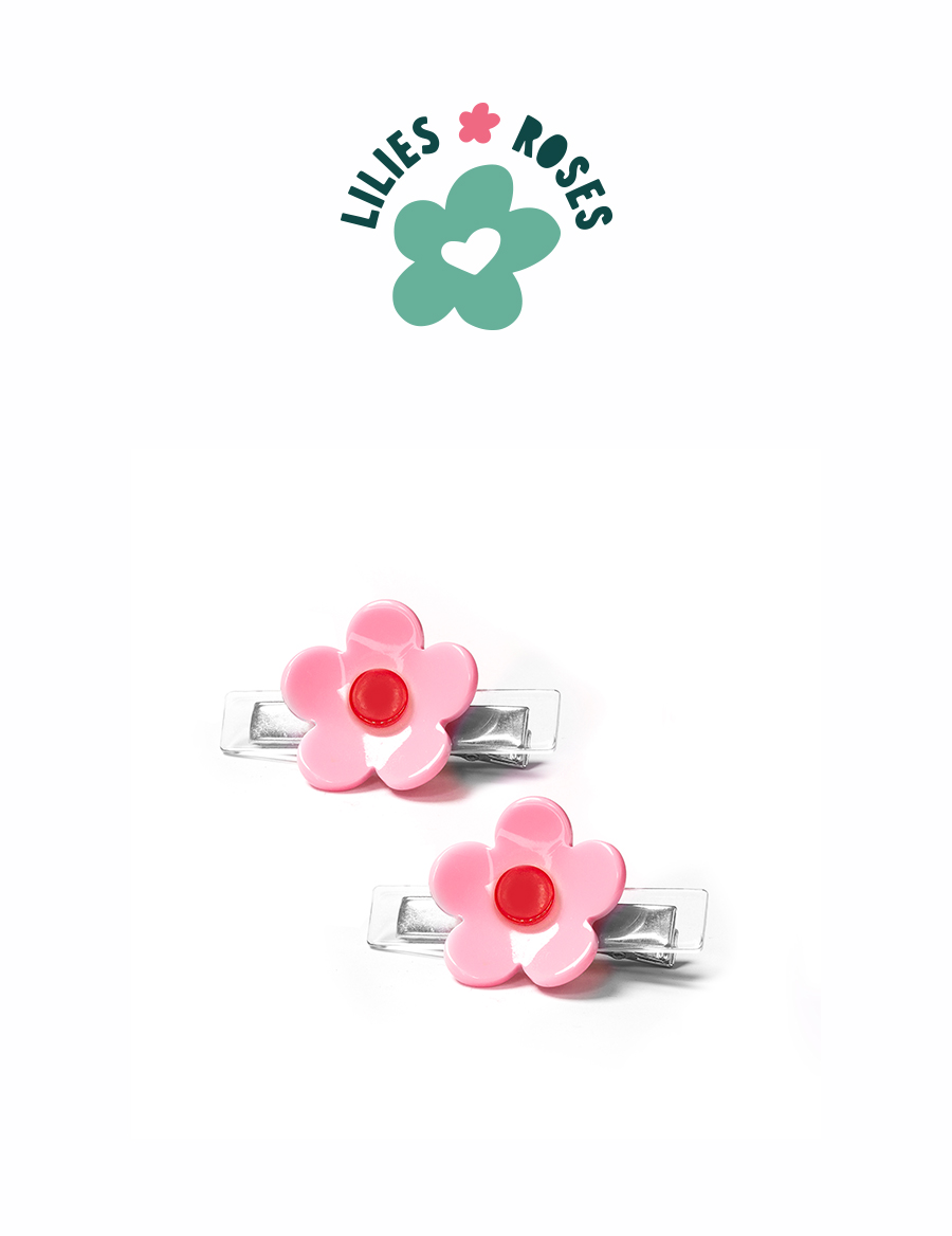 Sweet Flower Pink Hair Clips