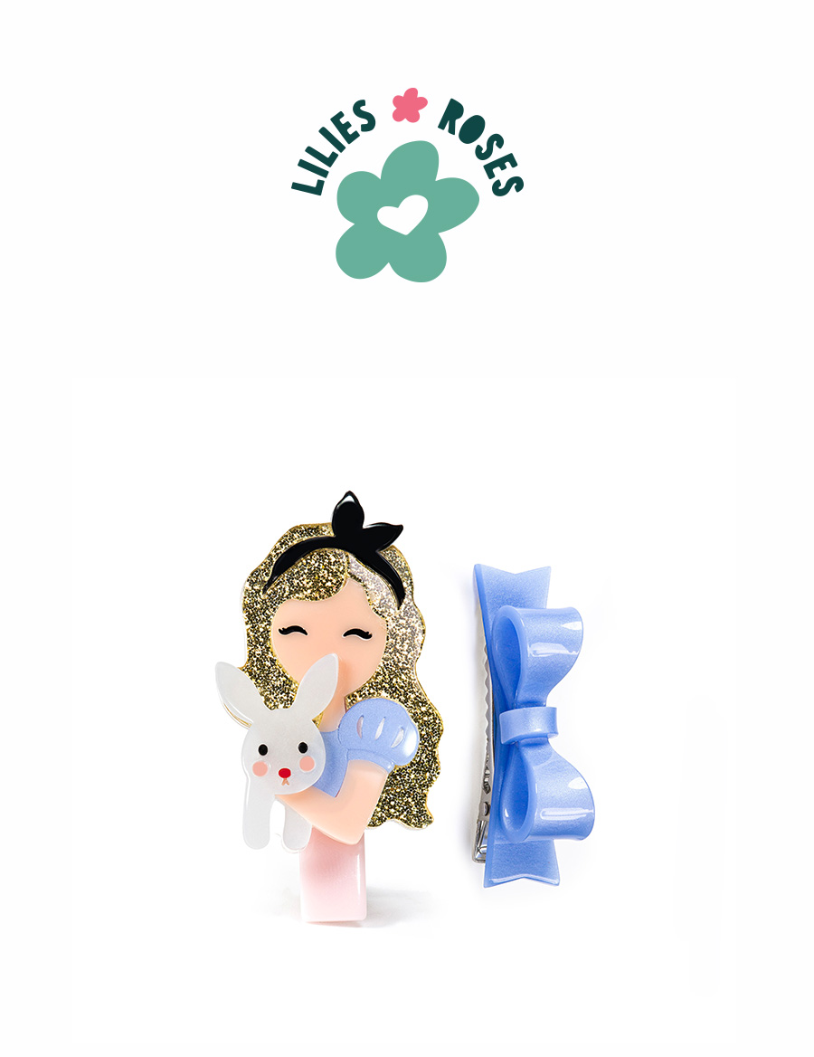 Cute Doll Alice With Bunny and Bow Hair Clip