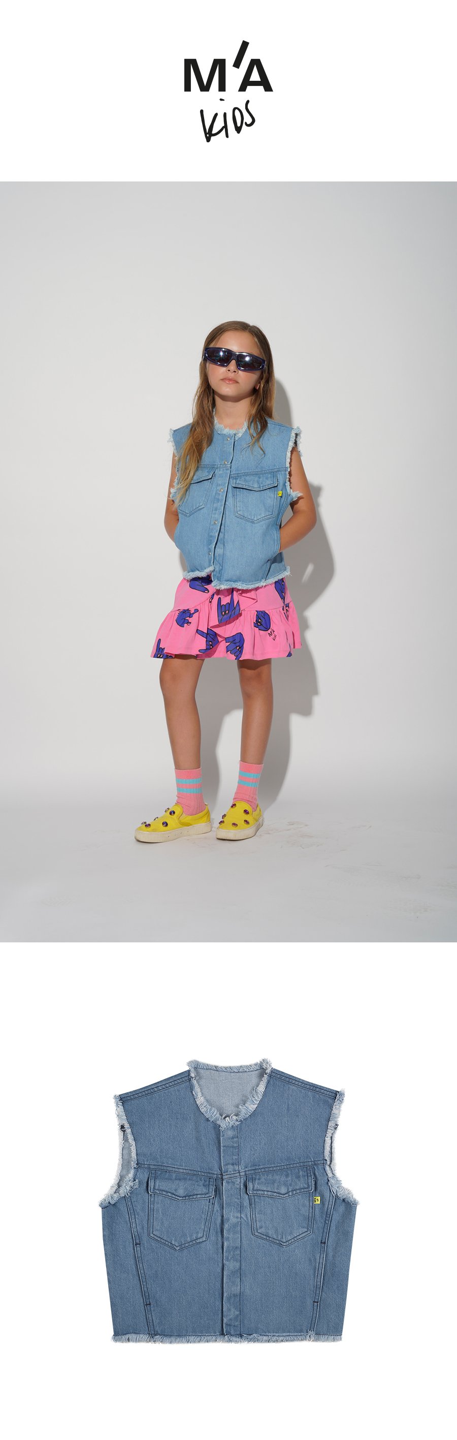 Collarless vest LIGHT BLUE