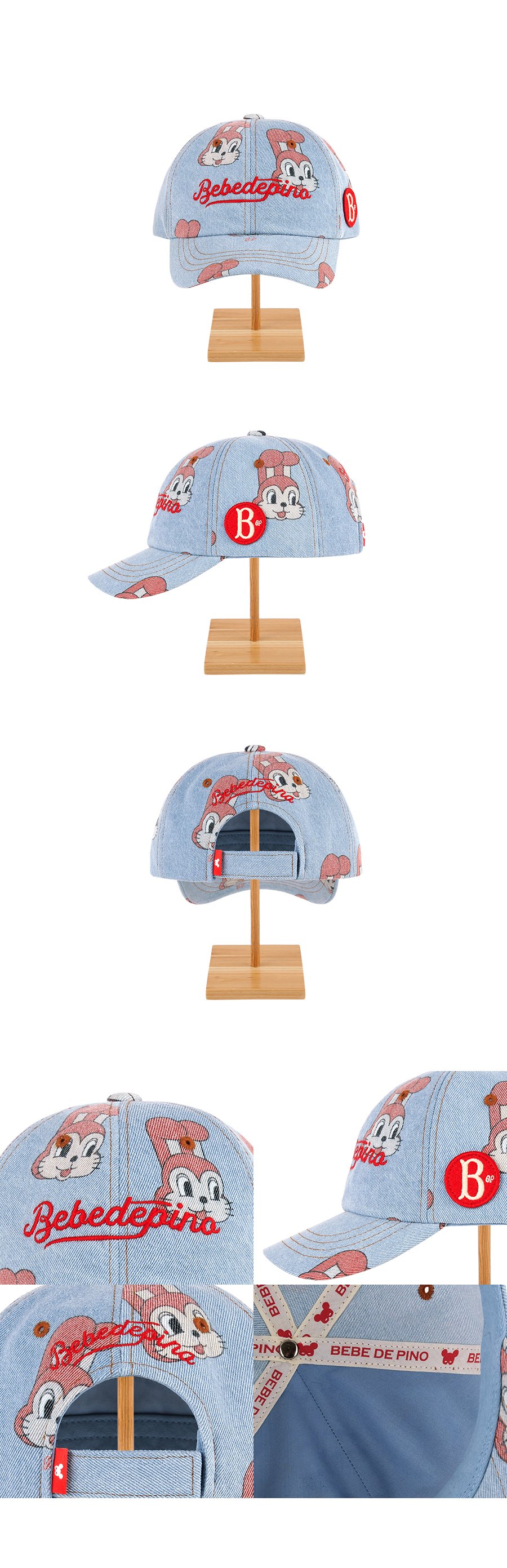 All over merci bunny denim baseball cap 상세컷