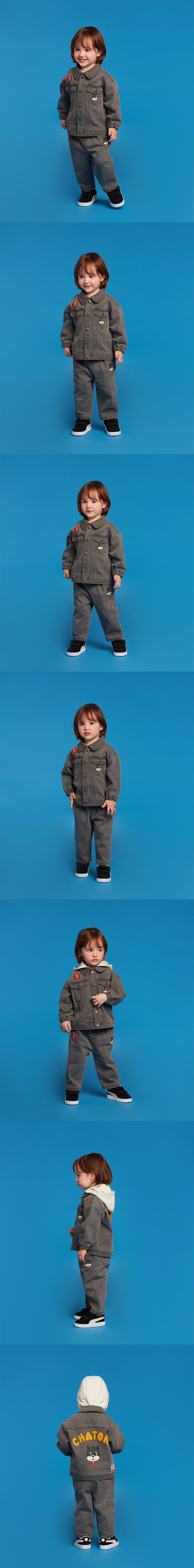 Chaton baby pin tuck denim pants 모델컷