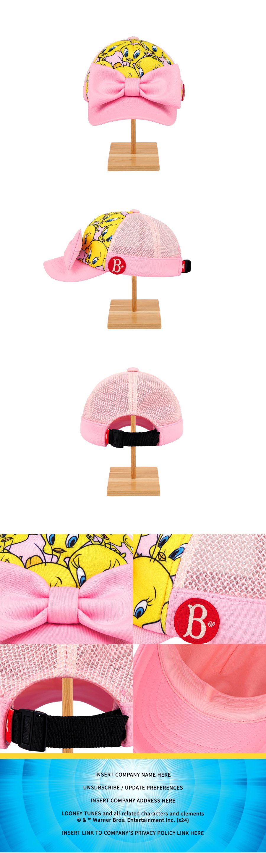 All over tweety ribbon mesh cap 상세컷