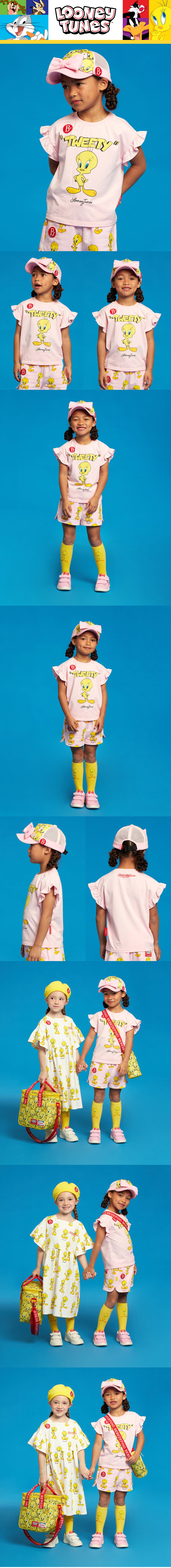 All over tweety ribbon mesh cap 모델컷