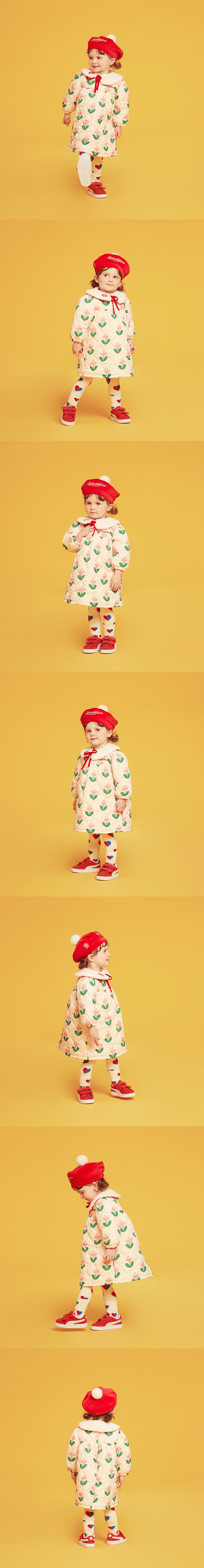 All over winter camellia baby quilted dress 모델컷