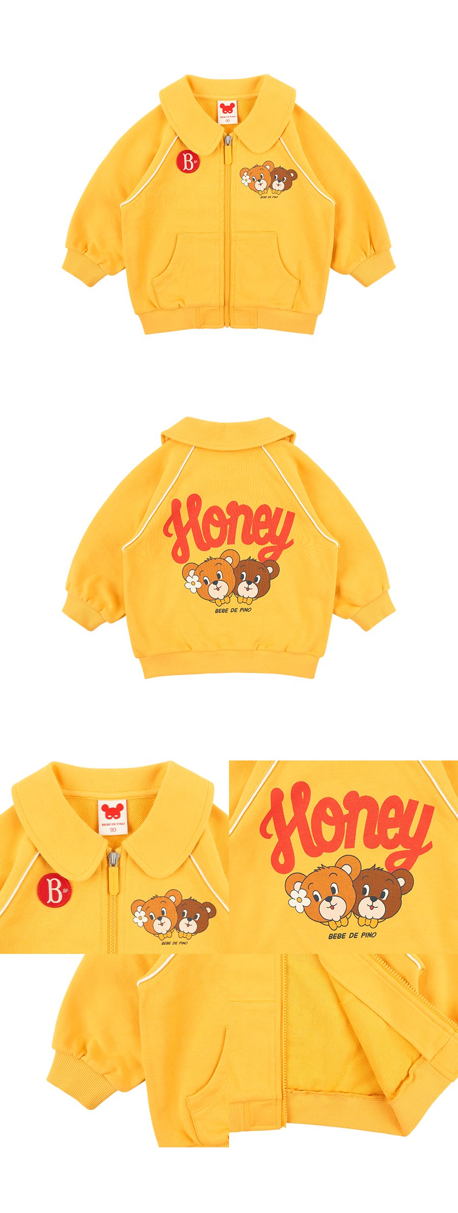 Honey bear baby collar zip up jacket 상세컷
