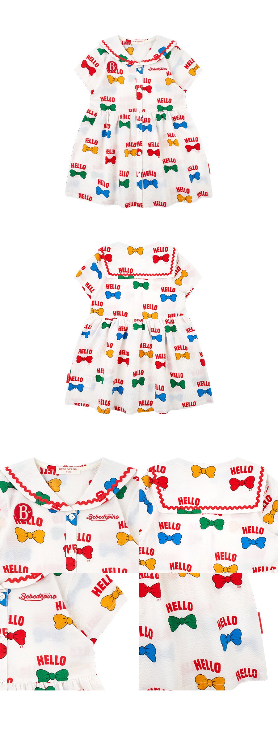 All over hello ribbon sailor collar dress 상세컷