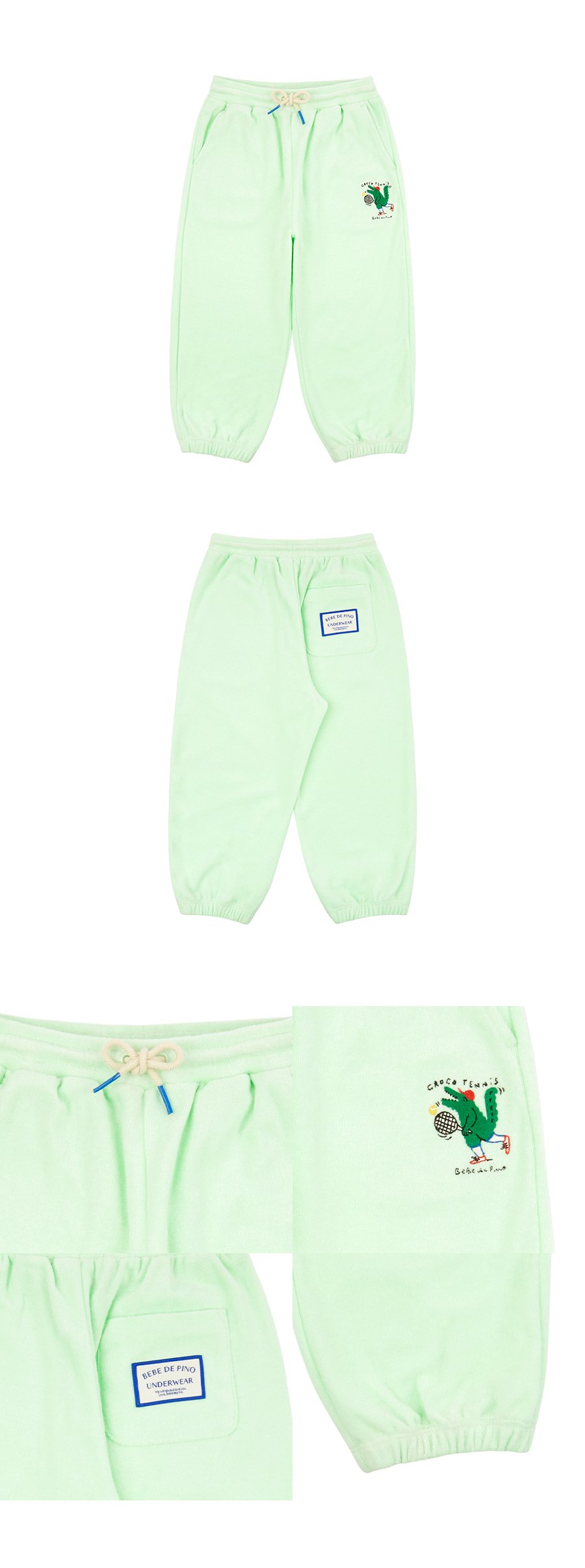 Green crocodile terry pants 상세컷