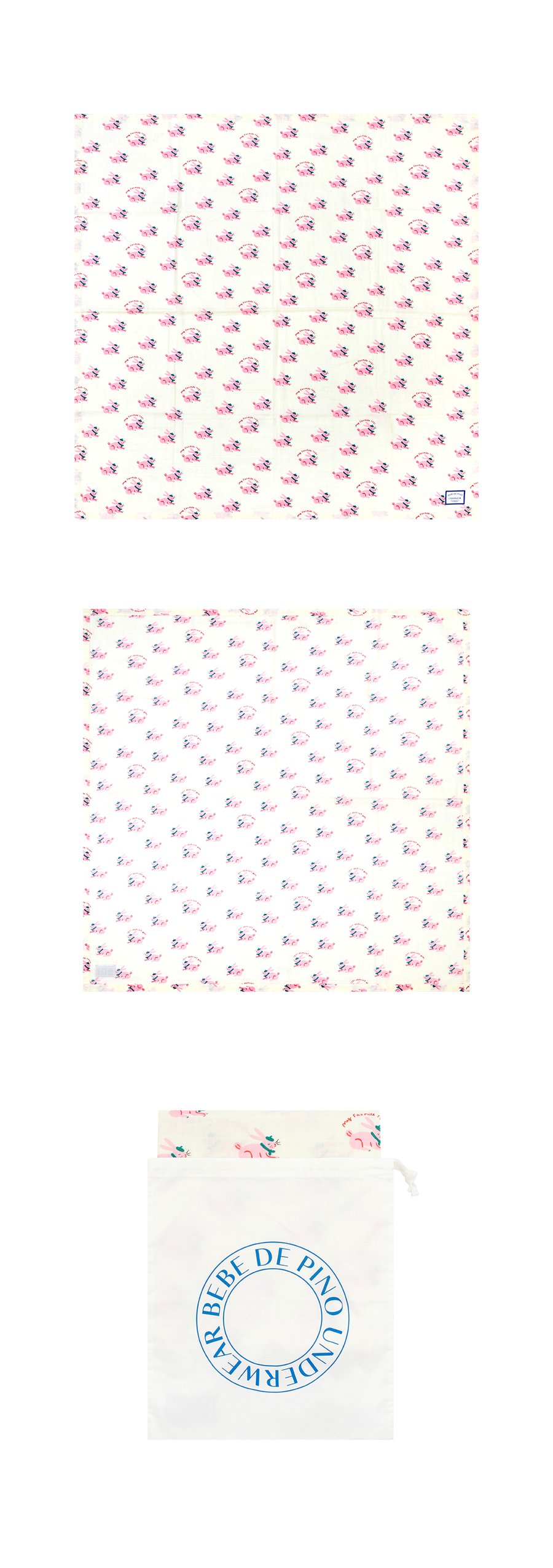 Ivory rabbit gauze blanket 상세컷