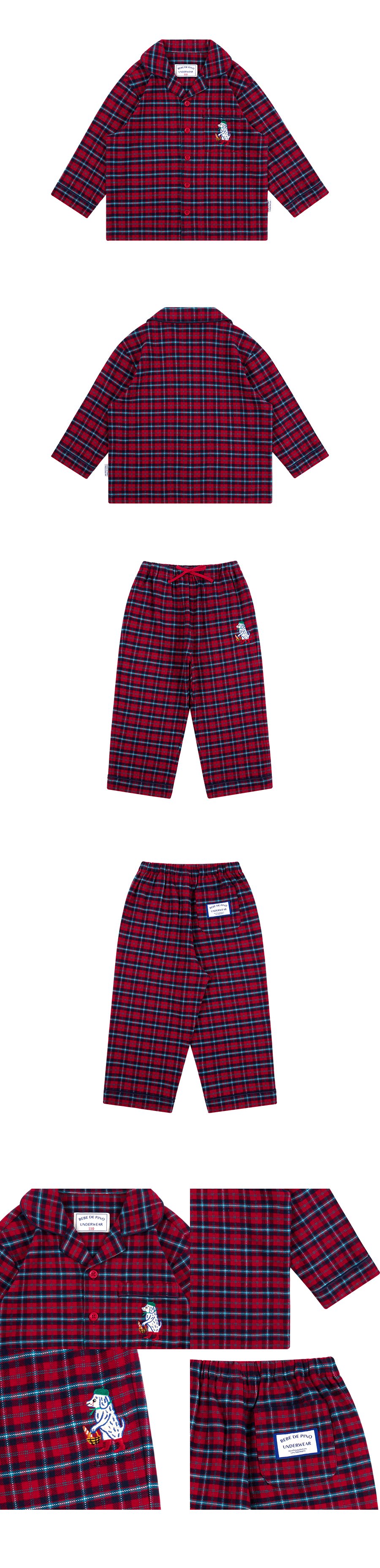 Red flannel check pajamas set 상세컷