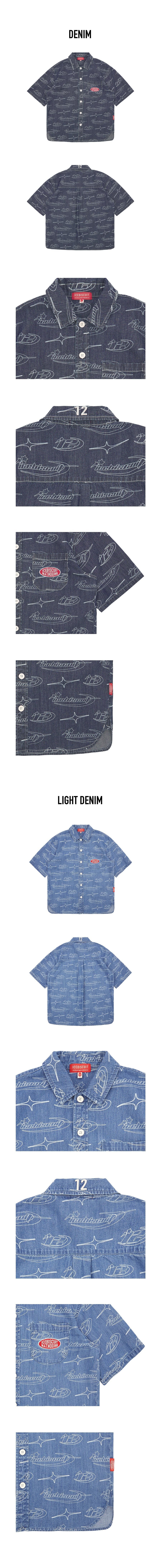 Icebiscuit shooting star loose-fit denim shirt 상세컷