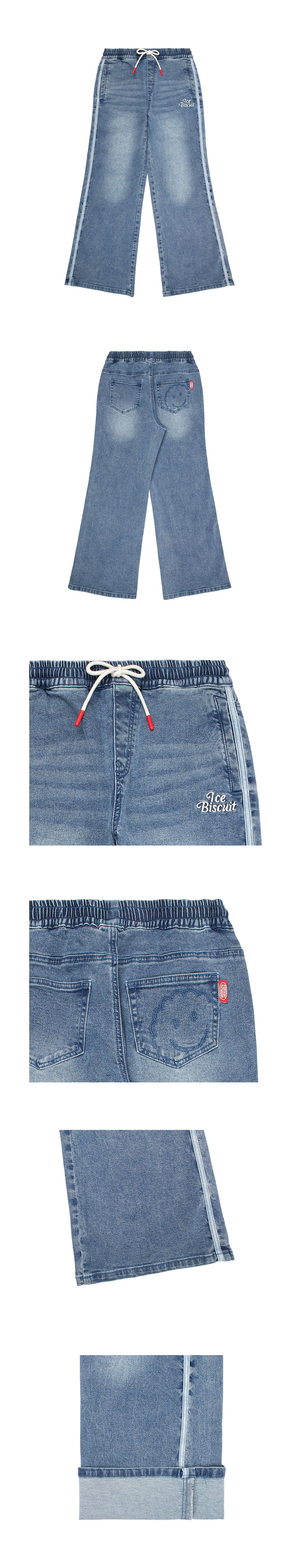 Icebiscuit semi-bootcut washed denim pants 상세컷